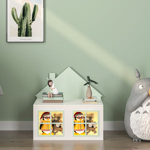 Coffre à jouets Vipsali 56 x 60 x 32,5 cm vert menthe blanc [en.casa] 