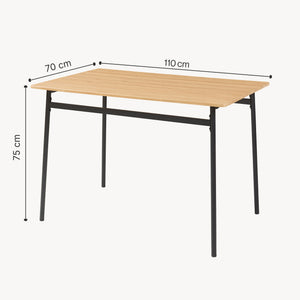 Set da Pranzo Pollenev Tavolo con Piano 100x70 cm e 4 Sedie - Effetto Rovere / Nero [en.casa] 