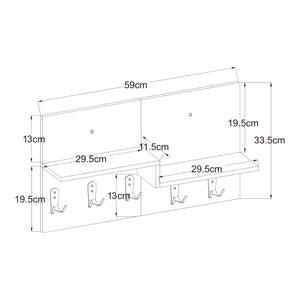 Appendiabiti a Parete Botaruvn con Ripiani e Ganci Doppi 34 x 59 x 13 cm - Beige / Bianco [en.casa]