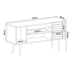 Meuble TV Vare 130 x 40 x 66 cm blanc [en.casa] 