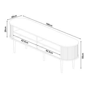 Mobile Porta TV Mapia con Ante Scorrevoli 166 x 40 x 55 cm - Effetto Noce [en.casa]