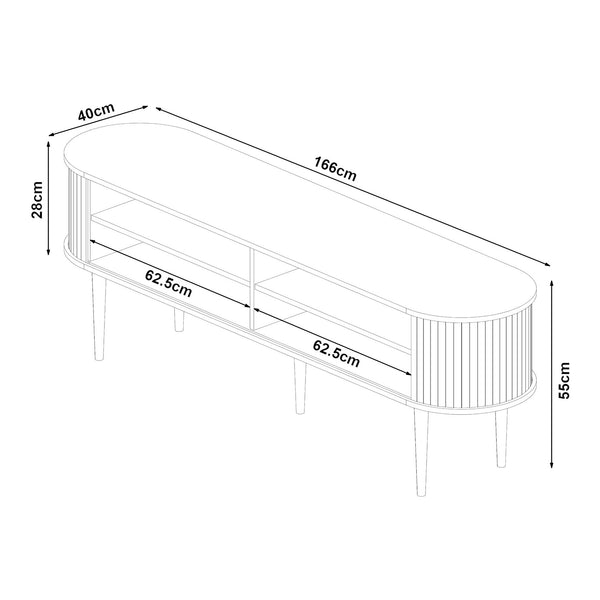Mobile Porta TV Mapia con Ante Scorrevoli 166 x 40 x 55 cm - Effetto Noce [en.casa]