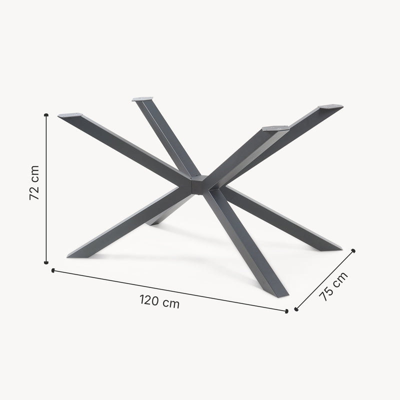 Croquis coté Piètement de table Bemeenel 120 x 75 x 72 cm noir [en.casa]