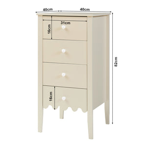 Commode Luspoo avec 4 tiroirs 82 x 40 x 40 cm blanc crème [en.casa] 