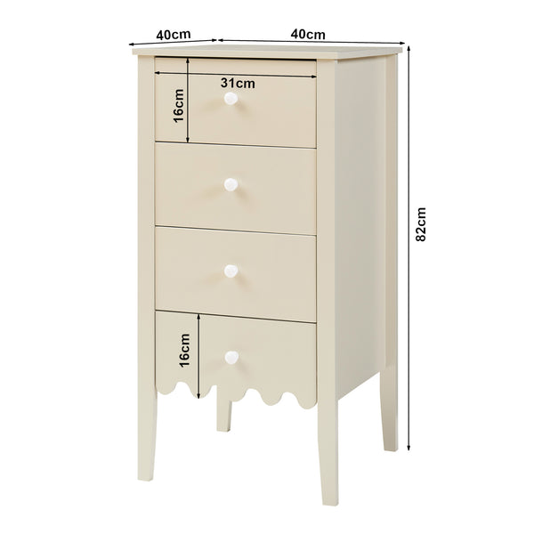 Commode Luspoo avec 4 tiroirs 82 x 40 x 40 cm blanc crème [en.casa] 