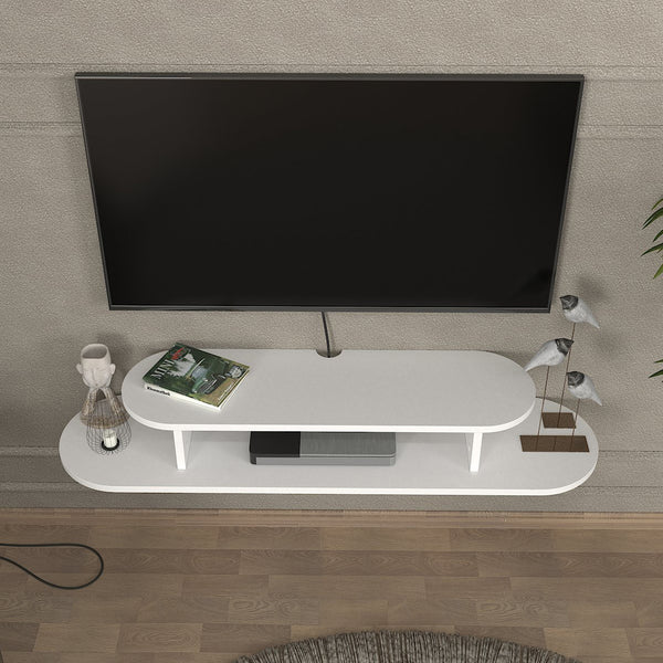 Mobile Porta TV Targema da Parete a Forma Ellittica 120 x 30 x 16 cm - Bianco [en.casa]