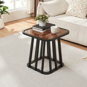 Tavolino Quadrato Burgess da Salotto 51x51x51 cm - Nero/Effeto Noce [en.casa]