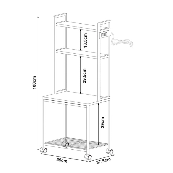 Support d'imprimante Svanaldsvipp à roulettes 100 x 55 x 38 cm blanc [en.casa] 