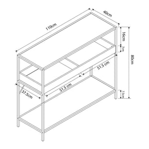 Table console Belana 110 x 40 x 80 cm noir effet chêne [en.casa]