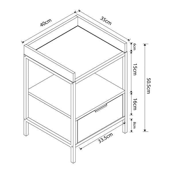 Nachttisch Belana 51x40x35 cm Schwarz/Eicheoptik [en.casa]