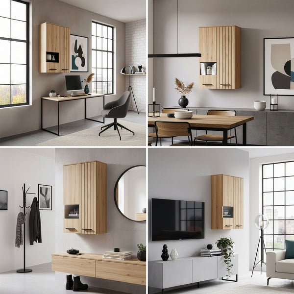 Armoire murale Noppen 98 x 60 x 35 cm effet chêne [en.casa]