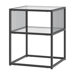 Table d’appoint Tronevn avec plateau en verre 50 x 40 x 40 cm noir [en.casa]