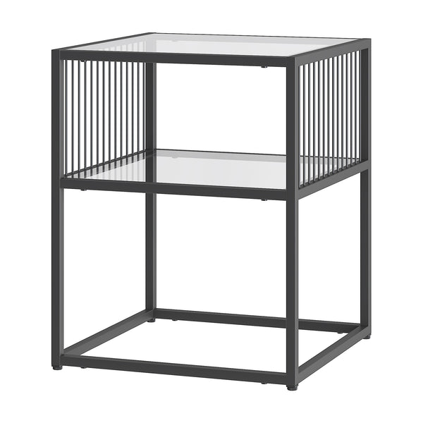 Table d’appoint Tronevn avec plateau en verre 50 x 40 x 40 cm noir [en.casa]