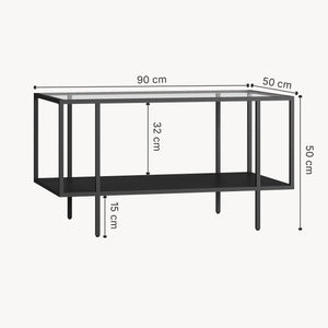 Table basse Nynna acier 90 x 50 x 50 cm noir [en.casa]