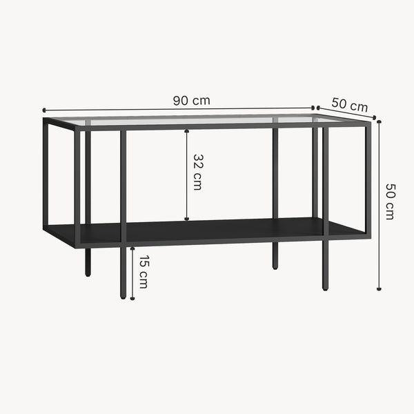 Table basse Nynna acier 90 x 50 x 50 cm noir [en.casa]