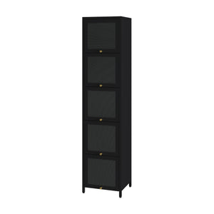 Mobile Vetrina Ostersund in Acciaio a 5 Ante e Scomparti 174 x 40 x 35 cm - Nero [en.casa]