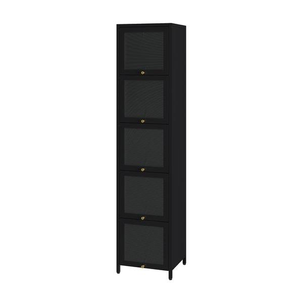 Mobile Vetrina Ostersund in Acciaio a 5 Ante e Scomparti 174 x 40 x 35 cm - Nero [en.casa]
