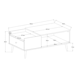 Table basse Hallevil avec tiroir 106 x 59 x 44 cm blanc [en.casa]
