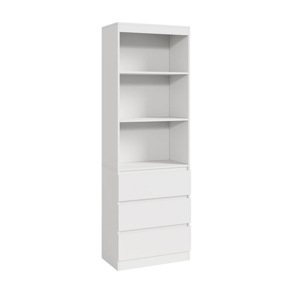 Bibliothèque Les avec 3 tiroirs 180 x 60 x 35 cm blanc [en.casa]