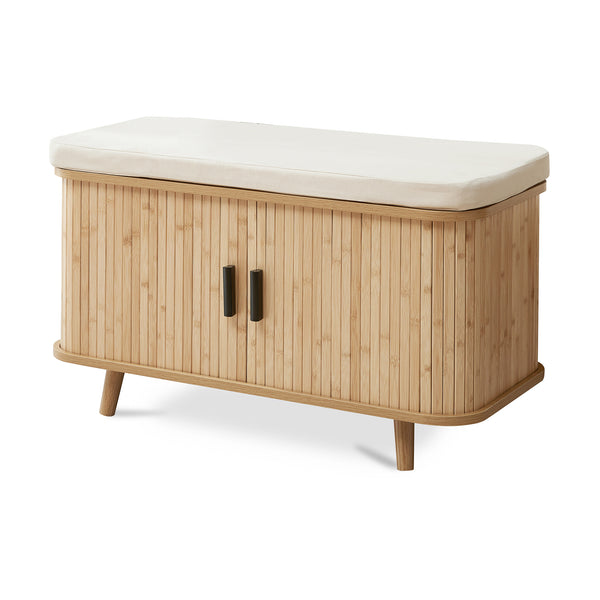 Scarpiera con cuscino Tvedestrand 50x80x40 cm Bambù/Beige [en.casa]