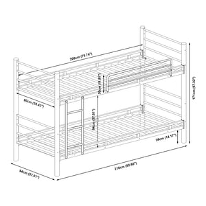 Lit superposé en métal Bevapis avec 2 matelas 90 x 200 cm noir [en.casa] 