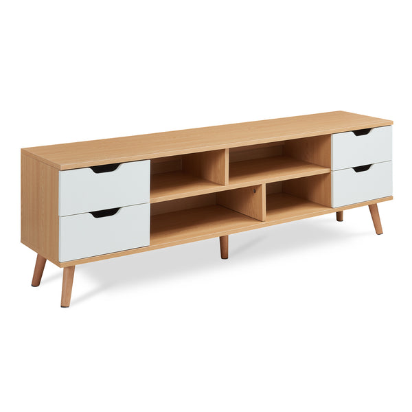Meuble TV Bordkak 140 x 30 x 45 cm effet chêne blanc [en.casa] 