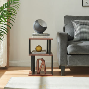 Table d'appoint Trond 50 x 33 x 29 cm noir / effet noyer [en.casa]