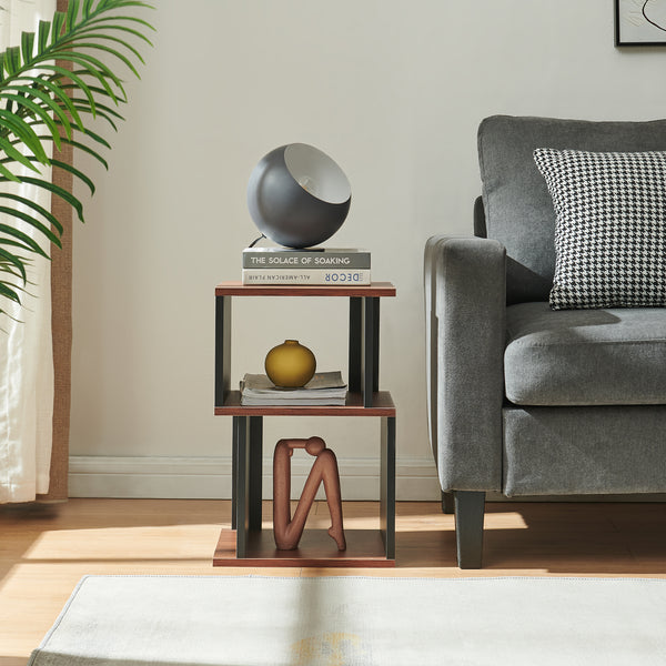 Table d'appoint Trond 50 x 33 x 29 cm noir / effet noyer [en.casa]