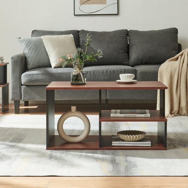Table basse Trond 80x40x42 cm Noir/Noyer [en.casa]