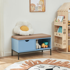 Banc à chaussures Colwyn 80 x 40 x 45 cm bleu [en.casa]