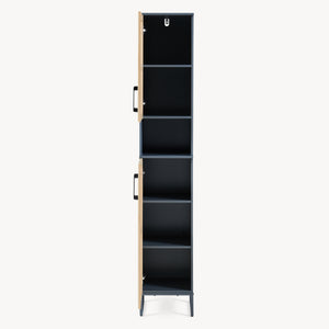 Armoire haute Svanes 170x30x30 cm Gris foncé/Naturel [en.casa]