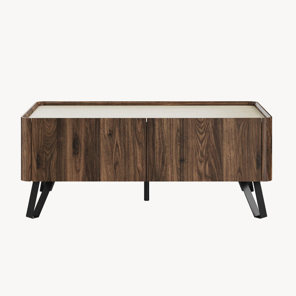 Table basse Trorlon 100 x 50 x 40 cm effet noyer / travertin [en.casa]
