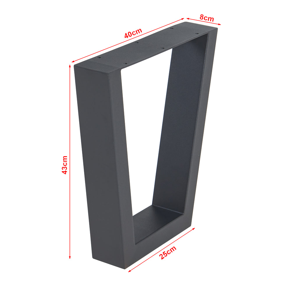 Set Lalling di 2 Gambe Trapezoidali per Mobili 'Fai da Te' in Acciaio - Nero [en.casa]