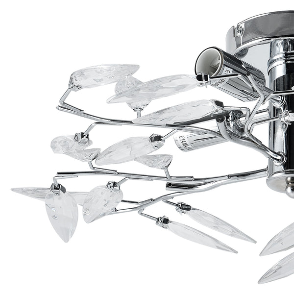 Plafoniera Moderna a 4 Bracci Lampada da Soffitto Senza Paralume Lampadario in Metallo con Cristalli Artificiali [lux.pro] 