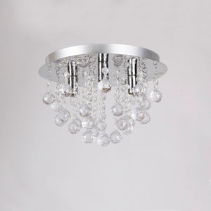 [lux.pro] Luminaire Suspendu Plafonnier Métal et Cristal Artistique Chrome Argent 3 x G9 ø 28 cm