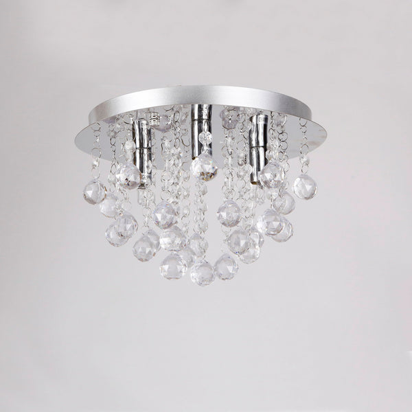 [lux.pro] Luminaire Suspendu Plafonnier Métal et Cristal Artistique Chrome Argent 3 x G9 ø 28 cm