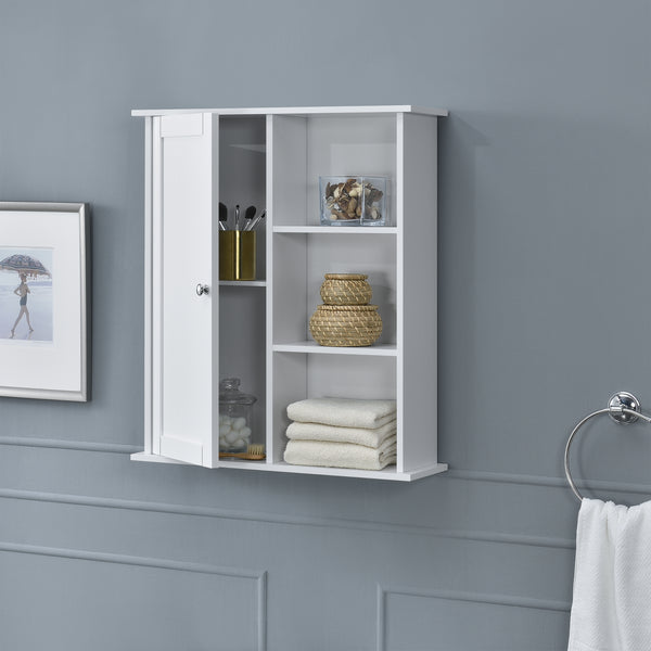 Armoire murale de salle de bain 71 x 60 x 18 cm MDF laqué Blanc [en.casa] 