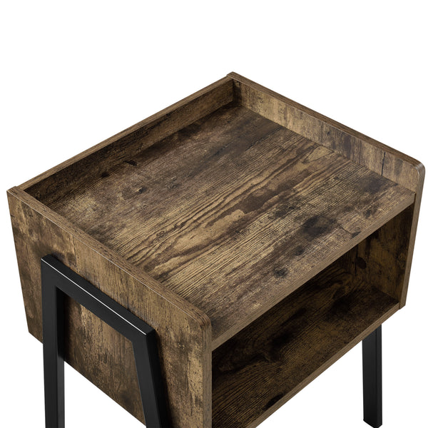 Table de Chevet Andernach Effet Bois et Noir 52 x 42 x 35 cm [en.casa]