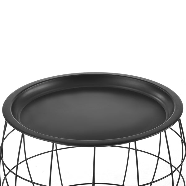 Kit de 3 Tables Gigognes Neman Paniers Métal Plusieurs Tailles Noir [en.casa]