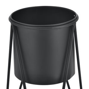 Set Hedera di 2 Supporti per Piante con Coprivaso in Metallo - Nero [en.casa] 