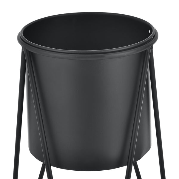 Set Hedera di 2 Supporti per Piante con Coprivaso in Metallo - Nero [en.casa] 