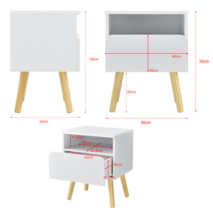 Table de Nuit Dargaville 50 x 40 x 34 cm Blanc [en.casa]