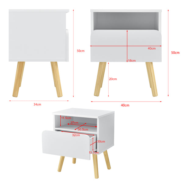 Table de Nuit Dargaville 50 x 40 x 34 cm Blanc [en.casa]