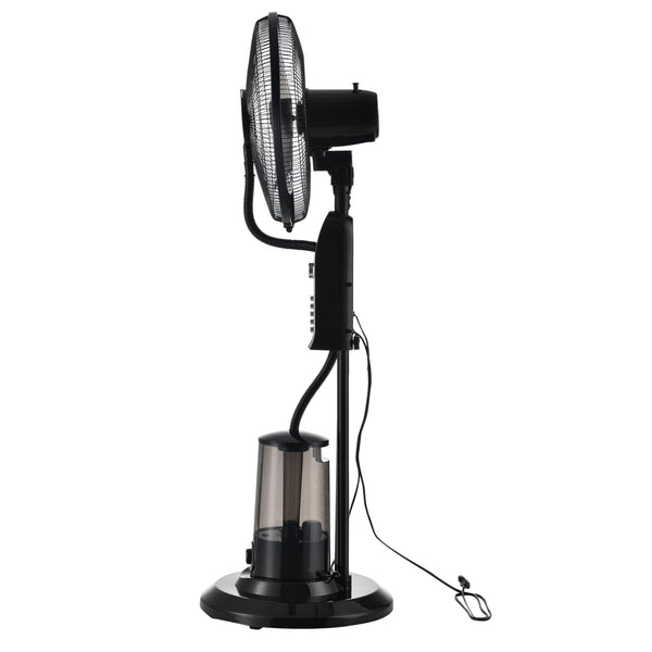 Ventilatore a Piantana con Nebulizzatore con 3 Velocitá e Modalitá Oscillazione con Inclinazione Testa Motore 75W Timer a 60 min. - Nero