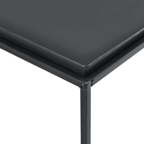 Table Basse à Plateau Arsia Large en Métal Noir Mat [en.casa]