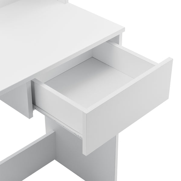 Frisierkommode Rustenburg 141x75x40 cm mit Spiegel und Schublade Weiß en.casa