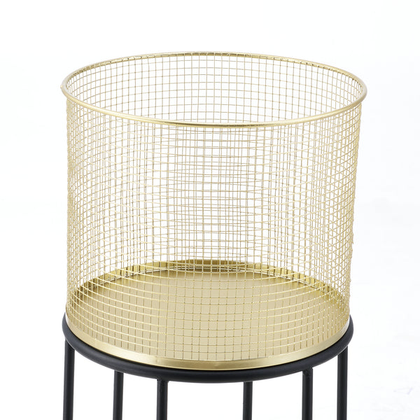 Lot de 2 Supports de Plantes Merelbeke Noir Doré [en.casa]