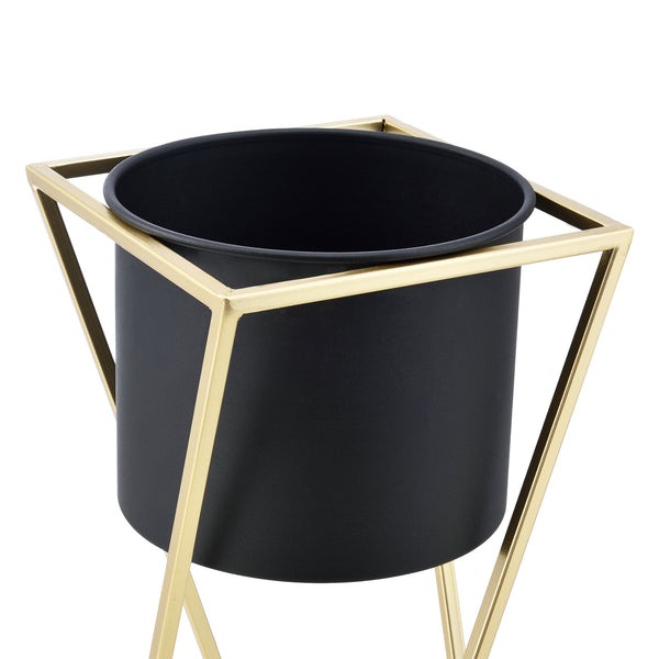 Blumentopf Ständer Mons 2-tlg. Schwarz-Goldfarben en.casa