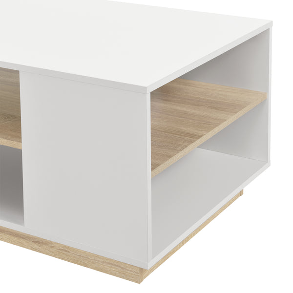 Table Basse avec Étagère de Stockage Trelleborg 46 x 100 x 60 cm Blanc Chêne [en.casa]