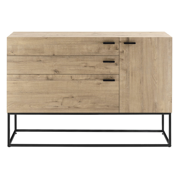 Commode Hylte pour Salon avec 3 Tiroirs 1 Porte 79 x 115 x 40 cm Effet Chêne Noir [en.casa]